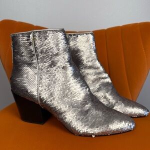 Dolce Vita Silver Sequin Ankle Boots